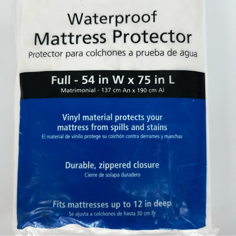 Mainstays Vinyl Zippered Waterproof Mattress Proctector Full 54inX75inX12in